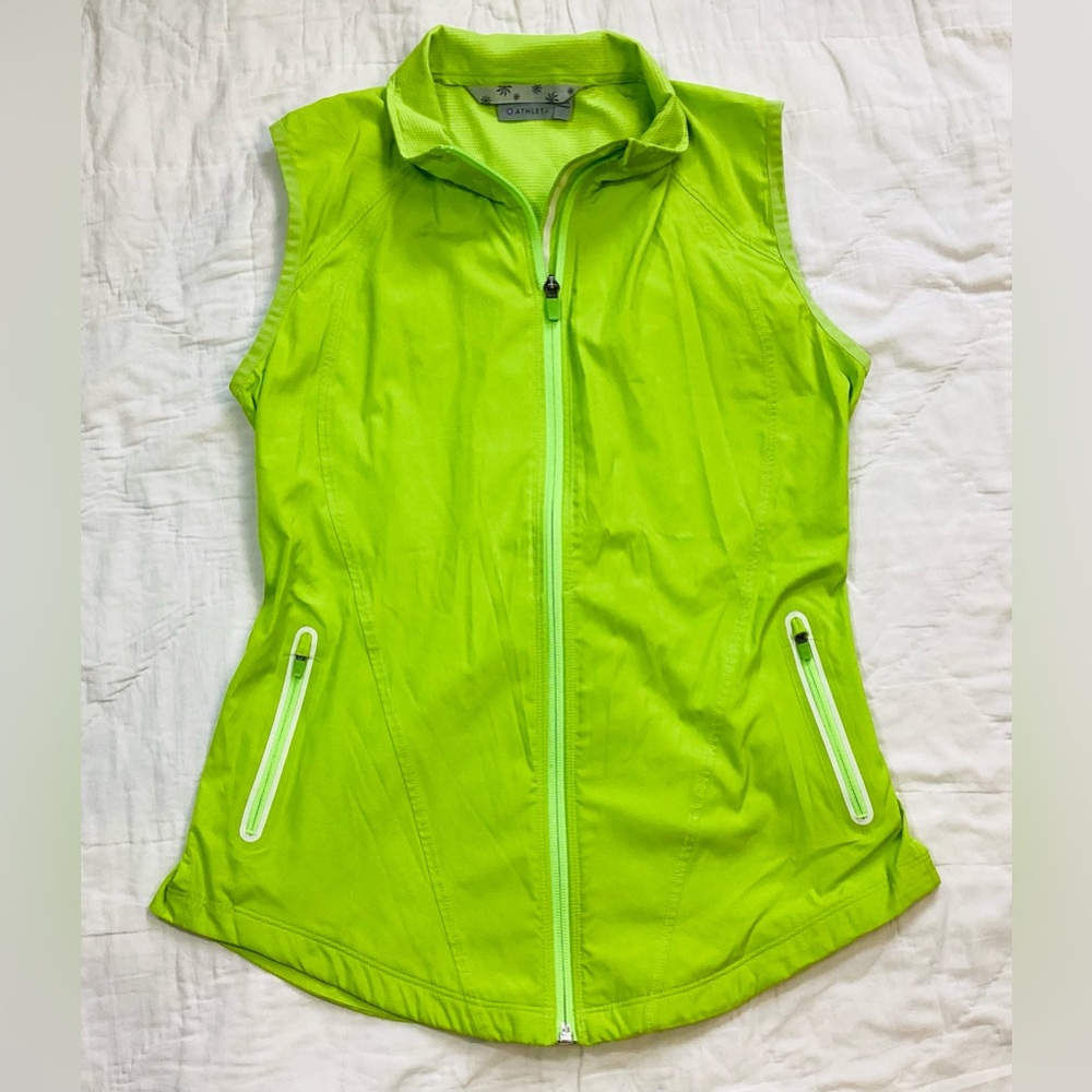 Athleta Jammin’ Run Full Zip Vest Lime Green XS
